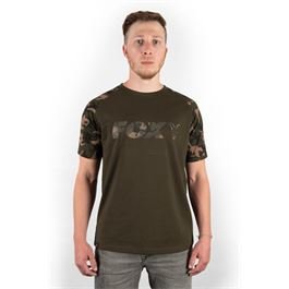 FOX Raglan Khaki/Camo sleeve T - L, Karpfenshirt