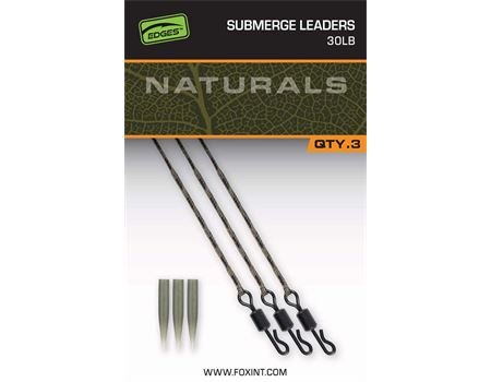 FOX Naturals Submerged Leaders 30lb x 3